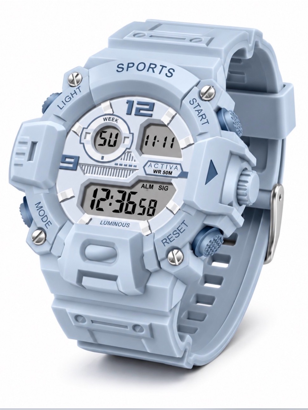 Activa X Invicta 42 mm Digital Sports Watch - Baby Blue